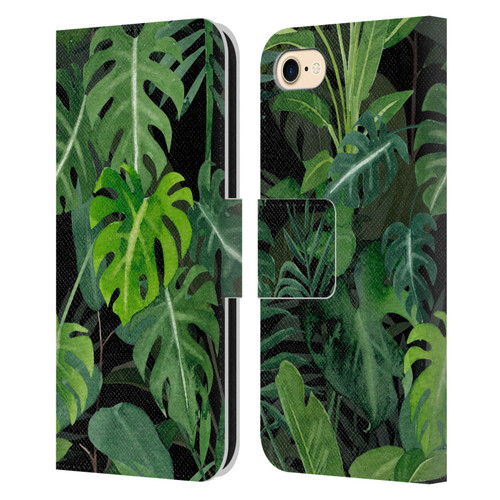 LebensArt Jungle Plants And Animals Monstera Leather Book Wallet Case Cover For Apple iPhone 7 / 8 / SE 2020 & 2022