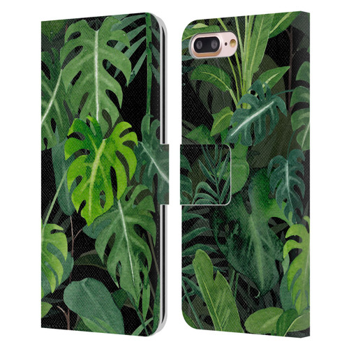 LebensArt Jungle Plants And Animals Monstera Leather Book Wallet Case Cover For Apple iPhone 7 Plus / iPhone 8 Plus