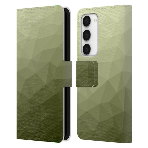 PLdesign Geometric Patterns Army Green Gradient Mesh Leather Book Wallet Case Cover For Samsung Galaxy S23 5G