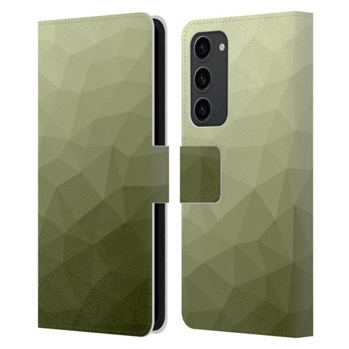 PLdesign Geometric Patterns Army Green Gradient Mesh Leather Book Wallet Case Cover For Samsung Galaxy S23+ 5G