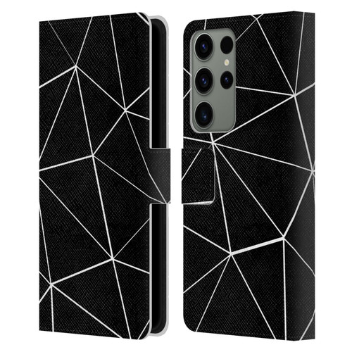 PLdesign Geometric Patterns Black Triangles White Lines Leather Book Wallet Case Cover For Samsung Galaxy S23 Ultra 5G