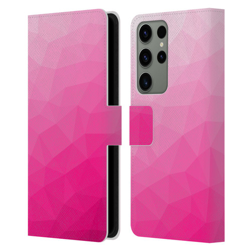 PLdesign Geometric Patterns Hot Pink Gradient Mesh Leather Book Wallet Case Cover For Samsung Galaxy S23 Ultra 5G