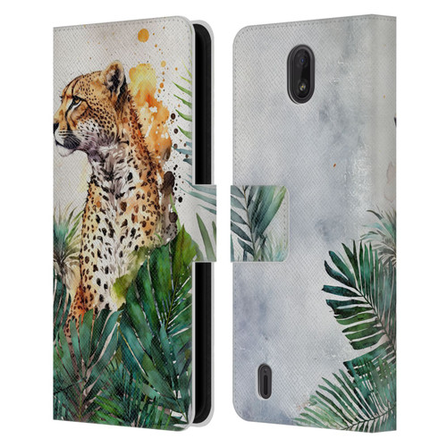 LebensArt Jungle Plants And Animals Cheetah Garden Leather Book Wallet Case Cover For Nokia C01 Plus/C1 2nd Edition