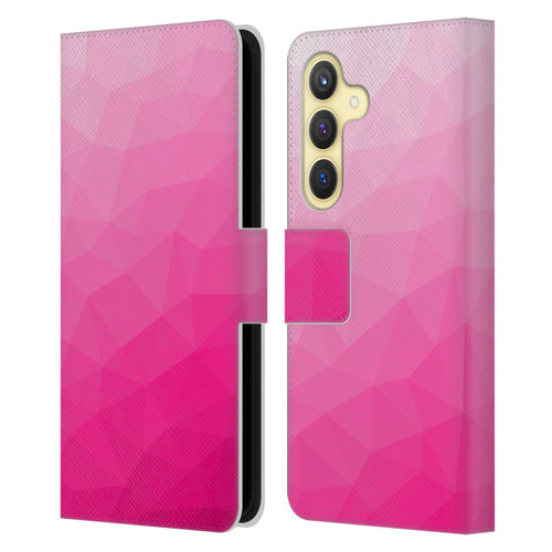 PLdesign Geometric Patterns Hot Pink Gradient Mesh Leather Book Wallet Case Cover For Samsung Galaxy S24 5G