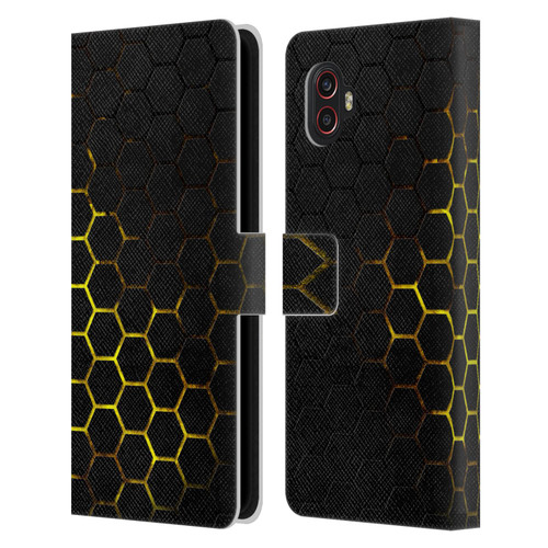 PLdesign Geometric Patterns Honeycomb Yellow Leather Book Wallet Case Cover For Samsung Galaxy Xcover6 Pro/Pro2