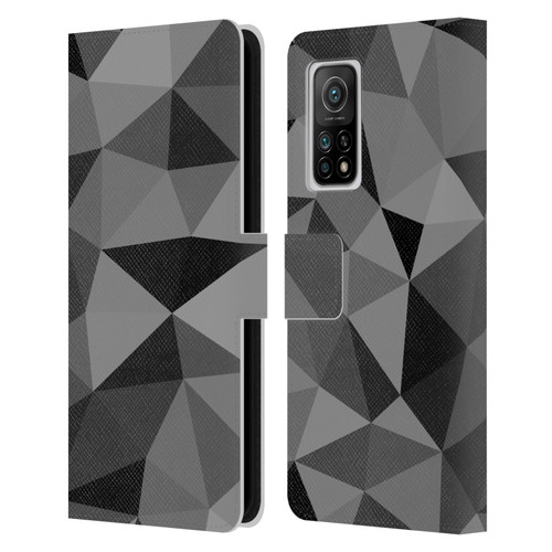 PLdesign Geometric Patterns Dark Gray Mesh Leather Book Wallet Case Cover For Xiaomi Mi 10T 5G