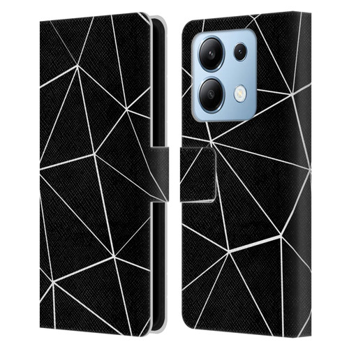 PLdesign Geometric Patterns Black Triangles White Lines Leather Book Wallet Case Cover For Xiaomi Redmi Note 13/13 Pro 5G