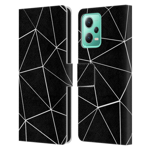 PLdesign Geometric Patterns Black Triangles White Lines Leather Book Wallet Case Cover For Xiaomi Redmi Note 12 5G