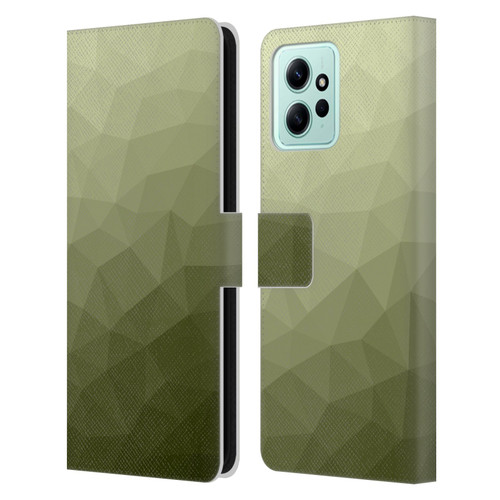 PLdesign Geometric Patterns Army Green Gradient Mesh Leather Book Wallet Case Cover For Xiaomi Redmi 12