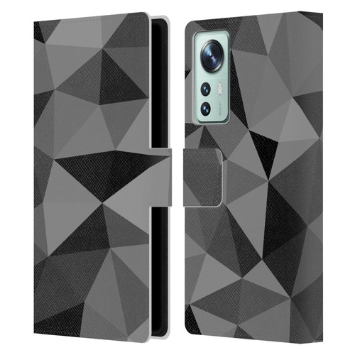 PLdesign Geometric Patterns Dark Gray Mesh Leather Book Wallet Case Cover For Xiaomi 12