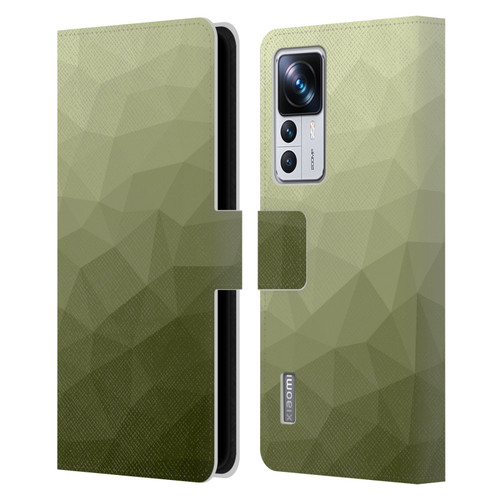 PLdesign Geometric Patterns Army Green Gradient Mesh Leather Book Wallet Case Cover For Xiaomi 12T Pro