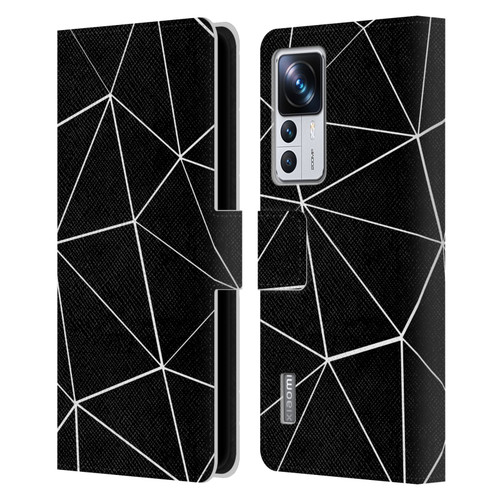 PLdesign Geometric Patterns Black Triangles White Lines Leather Book Wallet Case Cover For Xiaomi 12T Pro