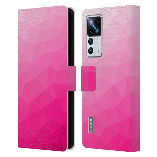 PLdesign Geometric Patterns Hot Pink Gradient Mesh Leather Book Wallet Case Cover For Xiaomi 12T Pro