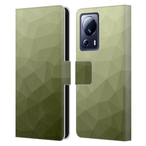 PLdesign Geometric Patterns Army Green Gradient Mesh Leather Book Wallet Case Cover For Xiaomi 13 Lite 5G