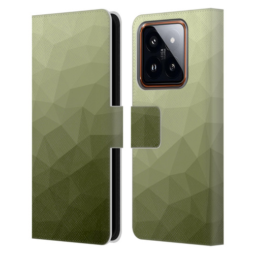 PLdesign Geometric Patterns Army Green Gradient Mesh Leather Book Wallet Case Cover For Xiaomi 14