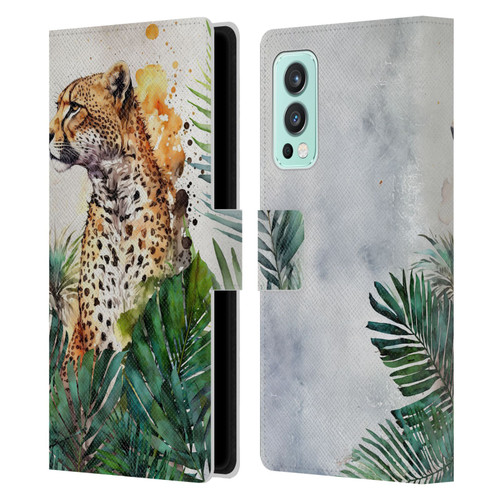 LebensArt Jungle Plants And Animals Cheetah Garden Leather Book Wallet Case Cover For OnePlus Nord 2 5G