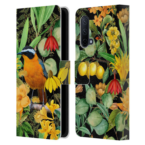 LebensArt Jungle Plants And Animals Orange Bird Elements Leather Book Wallet Case Cover For OnePlus Nord CE 5G