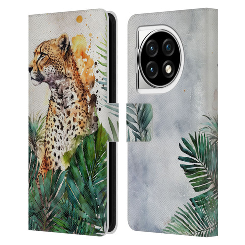 LebensArt Jungle Plants And Animals Cheetah Garden Leather Book Wallet Case Cover For OPPO OnePlus Ace 3 5G