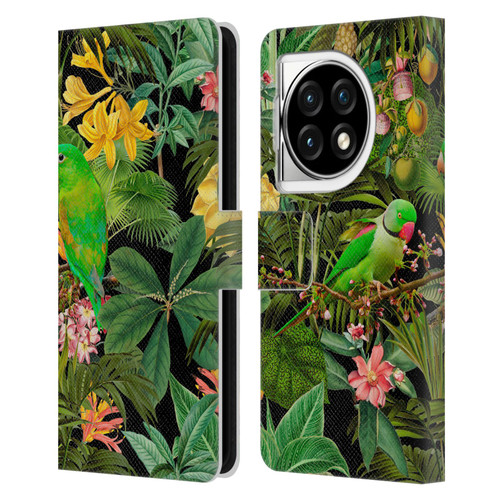 LebensArt Jungle Plants And Animals Parakeets Leather Book Wallet Case Cover For OPPO OnePlus Ace 3 5G
