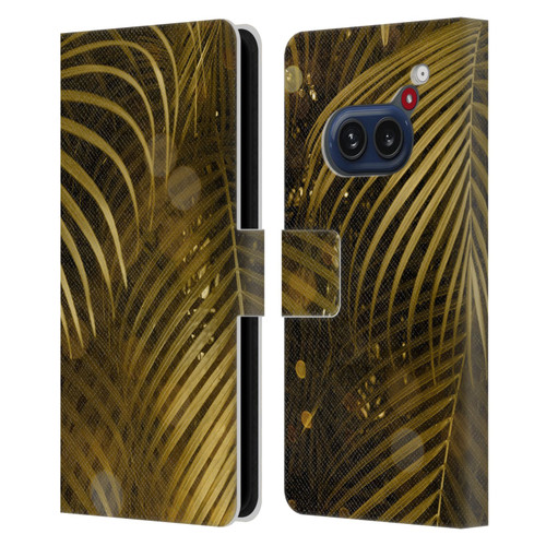 LebensArt Jungle Plants And Animals Golden Sparkle Palm Leaves Leather Book Wallet Case Cover For Nothing Phone (2a)