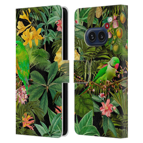 LebensArt Jungle Plants And Animals Parakeets Leather Book Wallet Case Cover For Nothing Phone (2a)