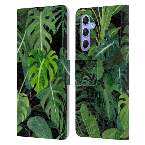 LebensArt Jungle Plants And Animals Monstera Leather Book Wallet Case Cover For Samsung Galaxy A34 5G