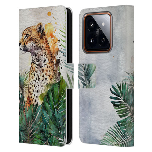 LebensArt Jungle Plants And Animals Cheetah Garden Leather Book Wallet Case Cover For Xiaomi 14