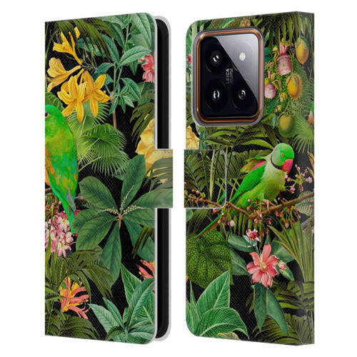 LebensArt Jungle Plants And Animals Parakeets Leather Book Wallet Case Cover For Xiaomi 14