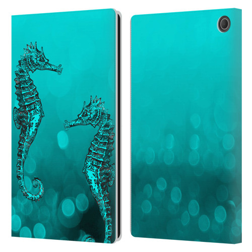 LebensArt Mix Art Seahorse Leather Book Wallet Case Cover For Amazon Fire Max 11 2023