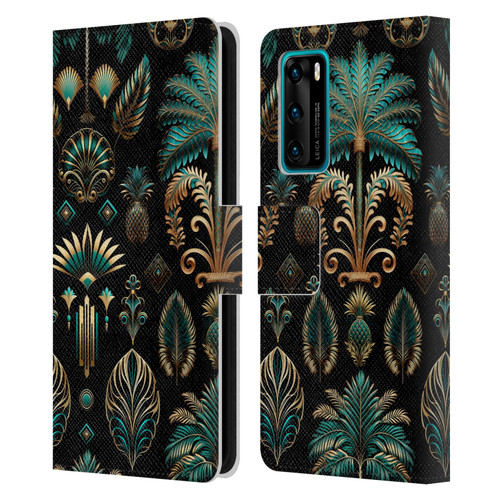 LebensArt Mix Art Art Deco Gold Teal Kopie Leather Book Wallet Case Cover For Huawei P40 5G