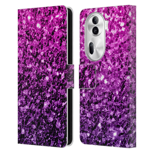 PLdesign Glitter Sparkles Purple Pink Leather Book Wallet Case Cover For OPPO Reno11