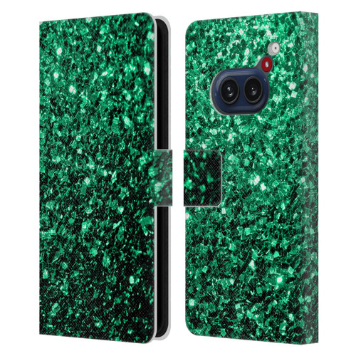 PLdesign Glitter Sparkles Emerald Green Leather Book Wallet Case Cover For Nothing Phone (2a)