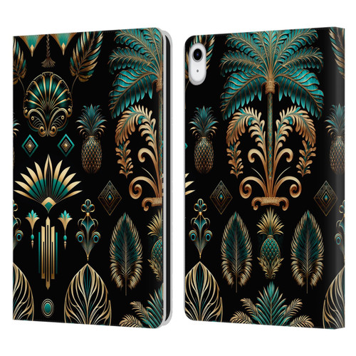 LebensArt Mix Art Art Deco Gold Teal Kopie Leather Book Wallet Case Cover For Apple iPad 10.9 2022/2025