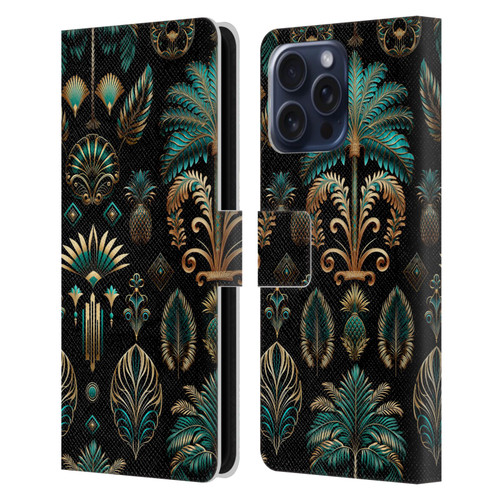LebensArt Mix Art Art Deco Gold Teal Kopie Leather Book Wallet Case Cover For Apple iPhone 16 Pro Max