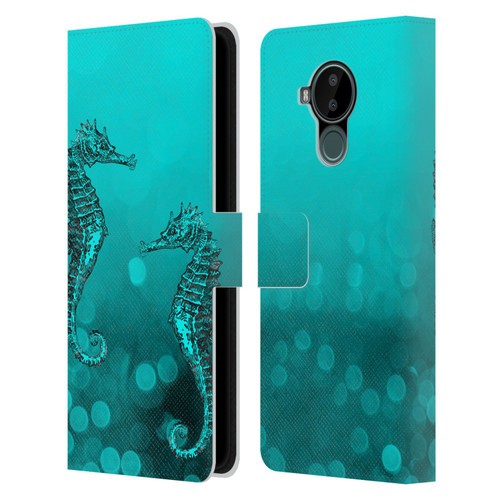 LebensArt Mix Art Seahorse Leather Book Wallet Case Cover For Nokia C30