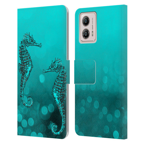 LebensArt Mix Art Seahorse Leather Book Wallet Case Cover For Motorola Moto G53 5G