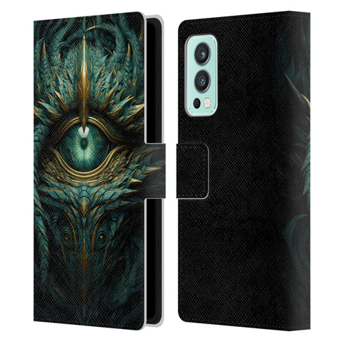 LebensArt Mix Art Teal Green Dragon Eye Leather Book Wallet Case Cover For OnePlus Nord 2 5G