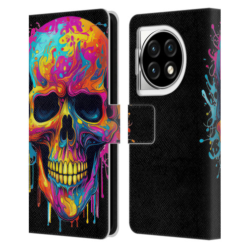 LebensArt Mix Art Rainbow Skull Leather Book Wallet Case Cover For OPPO OnePlus Ace 3 5G
