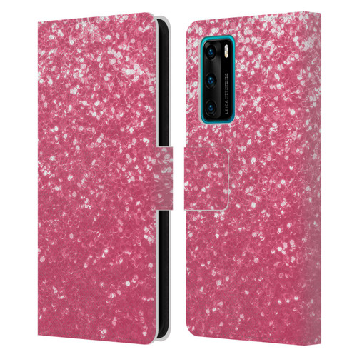 PLdesign Sparkle Prints Rose Pink Leather Book Wallet Case Cover For Huawei P40 5G