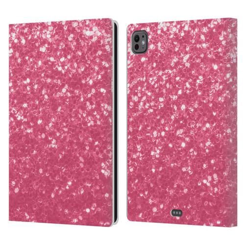 PLdesign Sparkle Prints Rose Pink Leather Book Wallet Case Cover For Apple iPad Pro 11 M4 2024