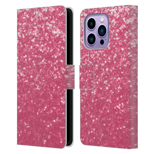PLdesign Sparkle Prints Rose Pink Leather Book Wallet Case Cover For Apple iPhone 14 Pro Max