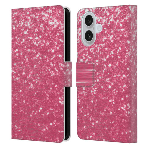 PLdesign Sparkle Prints Rose Pink Leather Book Wallet Case Cover For Apple iPhone 16