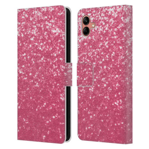 PLdesign Sparkle Prints Rose Pink Leather Book Wallet Case Cover For Samsung Galaxy A04 (2022)