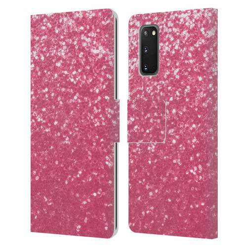 PLdesign Sparkle Prints Rose Pink Leather Book Wallet Case Cover For Samsung Galaxy S20 / S20 5G