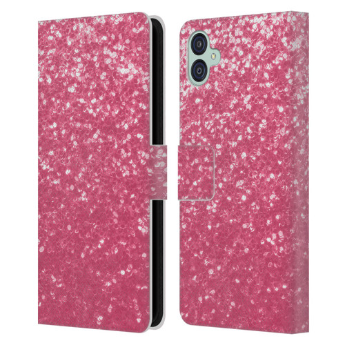 PLdesign Sparkle Prints Rose Pink Leather Book Wallet Case Cover For Samsung Galaxy M04 5G / A04e