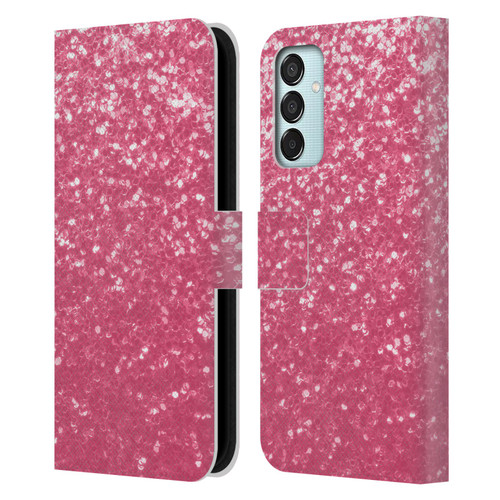 PLdesign Sparkle Prints Rose Pink Leather Book Wallet Case Cover For Samsung Galaxy M15/F15 5G