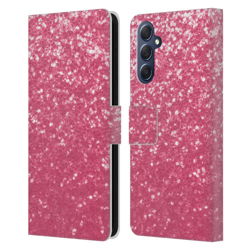 PLdesign Sparkle Prints Rose Pink Leather Book Wallet Case Cover For Samsung Galaxy M54 5G