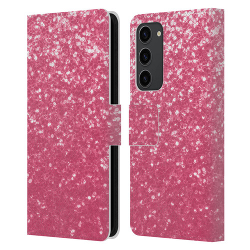 PLdesign Sparkle Prints Rose Pink Leather Book Wallet Case Cover For Samsung Galaxy S23+ 5G
