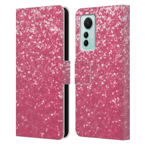 PLdesign Sparkle Prints Rose Pink Leather Book Wallet Case Cover For Xiaomi 12 Lite