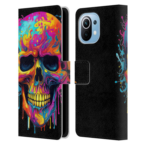 LebensArt Mix Art Rainbow Skull Leather Book Wallet Case Cover For Xiaomi Mi 11